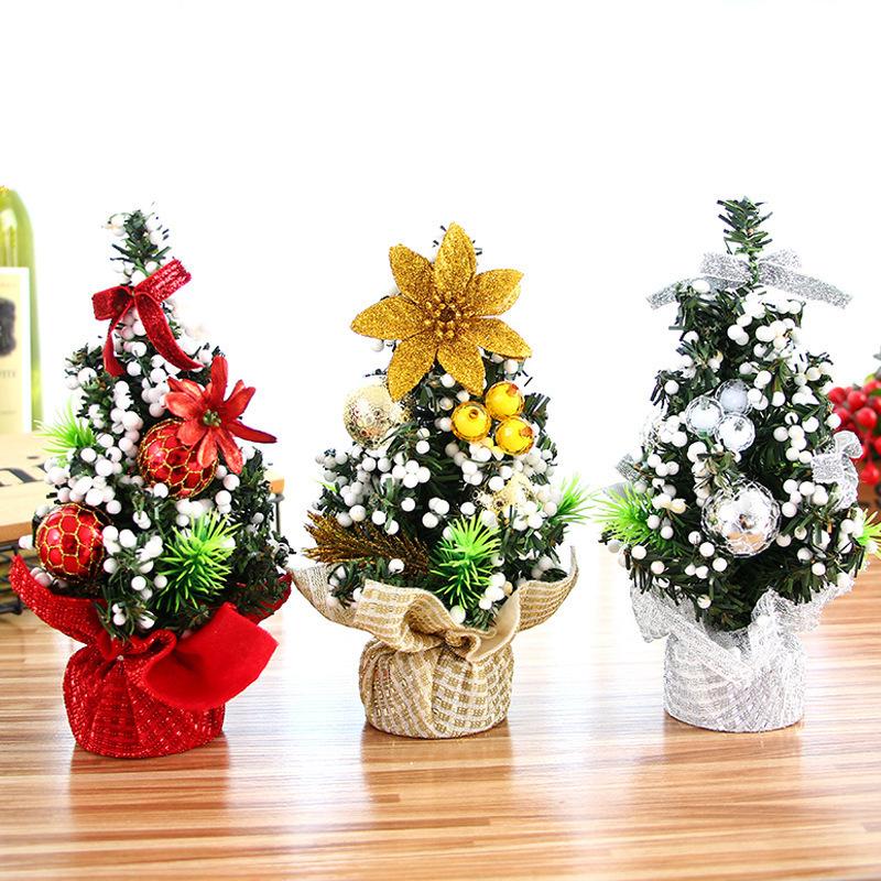 Christmas Tree 20CM Mini Set Table Ornaments Children's Gifts Small Decorations Christmas Balls
