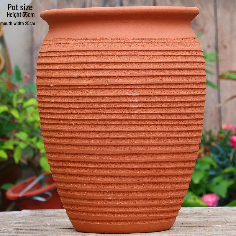 Vintage Ceramic Pot for Indoor/Outdoor Use – Large, Breathable Coarse Pottery for Green Plants, Tall Wide Mouth Design for Bougainvillea & Succulents