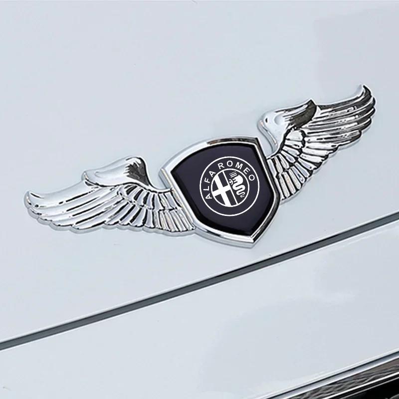 IZGZ4 Car Styling Metal Chromed Emblem Badge Sticker for Alfa Romeo Alfa Rome 155 159 156 Giulia Mito Stelvio 4C Spider GT Accessories