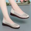 Summer Women's Shoes Soft-soled Hollow Mesh Single Shoes 2025 New Middle-aged and Elderly Sandals Flat-soled Large-size Mother Beef Tendon Sole