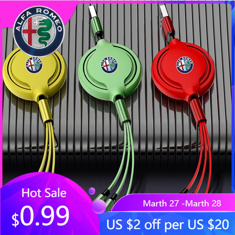 For Alfa Romeo Fast Charging Cord 3 In 1 USB Type C Android Charger Cable For Alfa Romeo Giulietta Tonale GT 159 156 147 Mito BrGF8