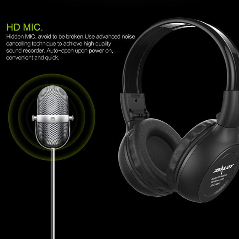 VAORLO Беспроводные наушники с Bluetooth, ЖК-дисплей, HiFi HD музыка с микроподдержкой TF/SD, воспроизведение для всех смартфонов