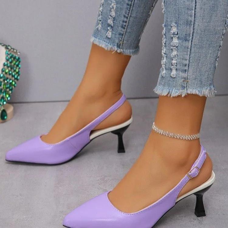 Women's Shoes 2024 Fashion Buckle Strap Women's High Heels New Slingbacks Office and Career Sexy Pointed Toe Heels Women Zapatos