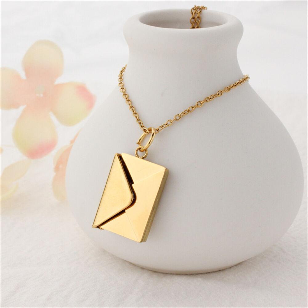 Цвет розового золота конверт любовное письмо кулон ожерелье ювелирные изделия индивидуальные подарки для очаровательных женщин