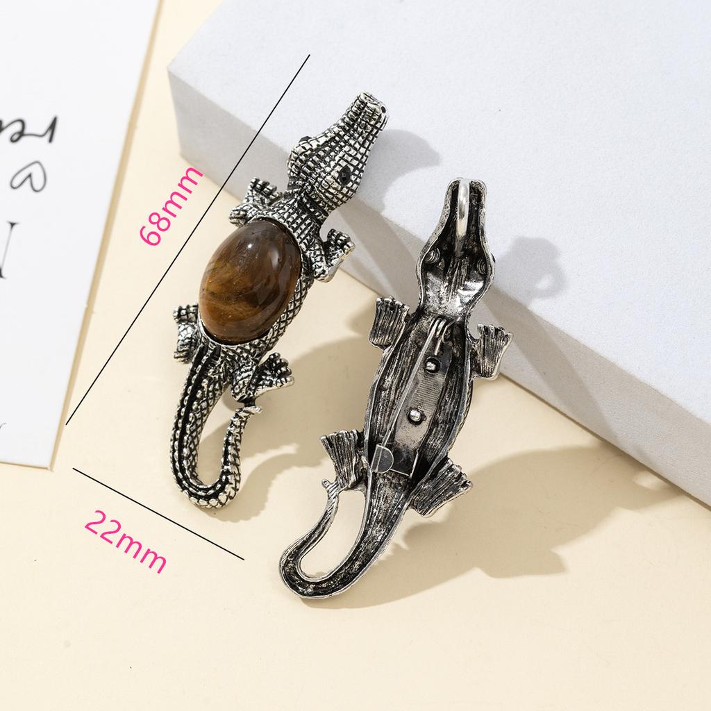 Брошь из натурального камня в форме ракушки, брошь в форме крокодила для элегантного официального пальто, ювелирный аксессуар 68x22 мм