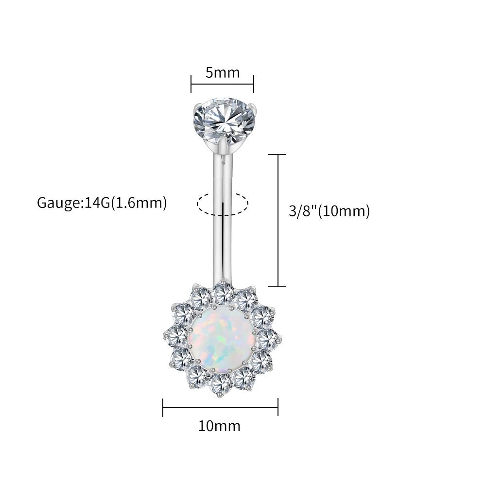 Правый Большой ASTM F136 Титановый Круглый Циркон Гало Пирсинг Пупка 14G Роскошный Опал Гранат Циркон Пирсинг Пупка Украшения для Пирсинга Тела