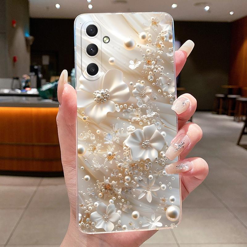 For Samsung A35 5G Case Aesthetic Flower Clear Soft Silicone Back Cover For Samsung Galaxy A35 A55 Phone Case SM-A356B SM-A556B