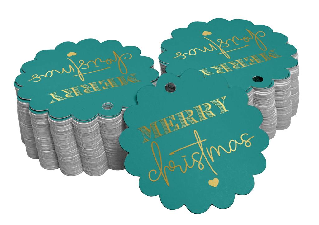 Inkdotpot Real Gold Foil Merry Christmas Tags Favor Hang Paper Tags 100