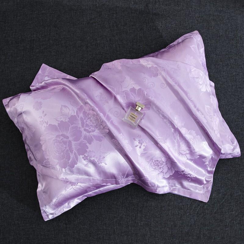 Cooling Ice Silk Pillowcase Adults Breathable Jacquard Pillow Cover 48x74cm European Style