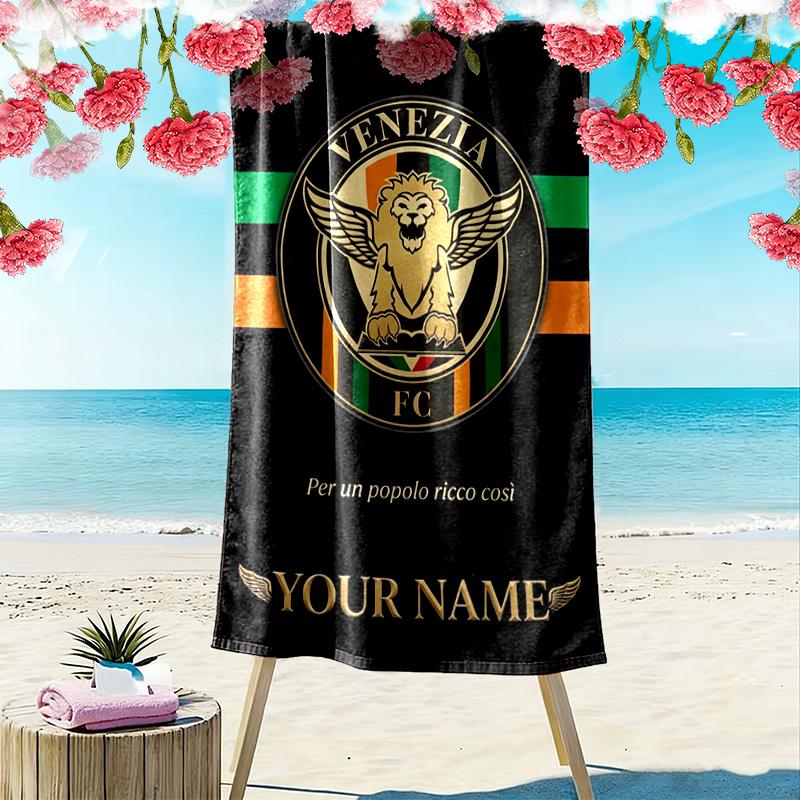 Name Custom Venezia FC Print Beach Towel, Large Soft Quick Dry Towel for Beach Camping Swimming