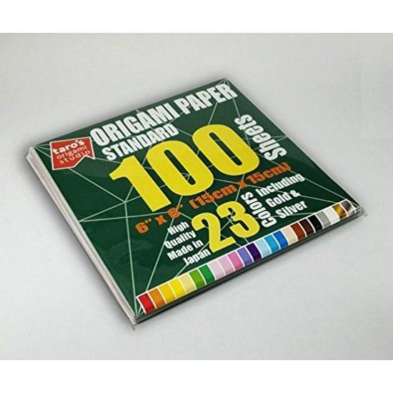Taros Origami Studio Standard Size 15cm Easy Fold Beginners 100 Sheets 23 Colors (White on Back Includes Gold Silver) (Made Japan)