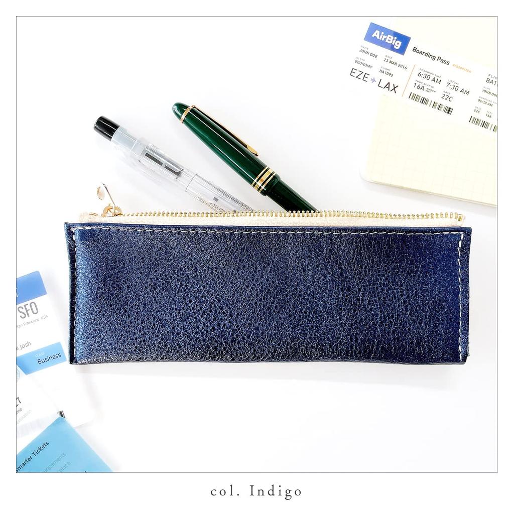 Ручка из натуральной кожи, карандаш, ручка для письма, итальянская ручка, хромированный корпус цвета индиго, блестки, футляр, кожа, держатель, компактный, тонкий, канцелярские товары, инструменты,