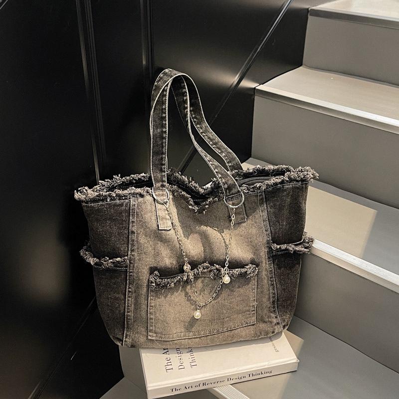 Градиентная джинсовая сумка-тоут большой вместимости - Универсальная сумка через плечо для поездок