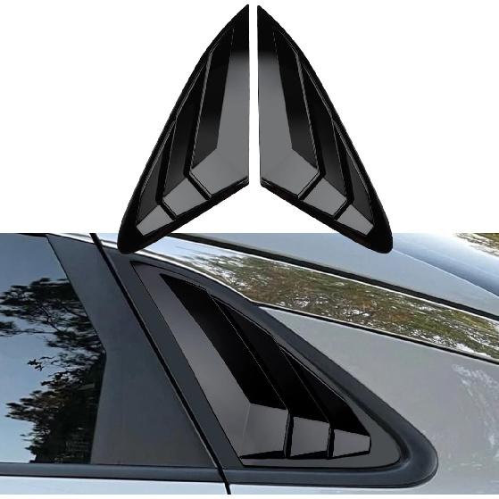 Жалюзи на задние боковые окна, совместимые для 2024 2025 2026 Kia K5, аксессуары, спортивный стиль, накладки на воздуховоды (Черный глянцевый)