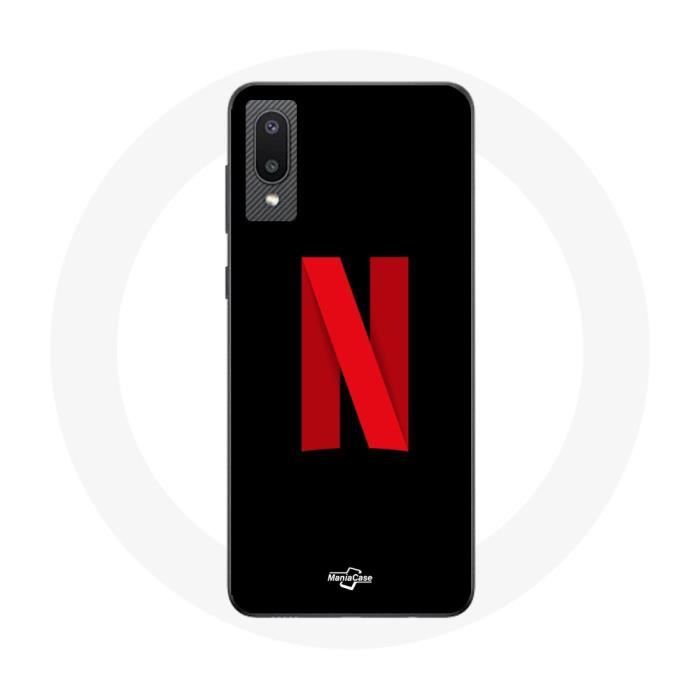 Coque pour Samsung Galaxy A02 Netflix Logo rouge fond noir