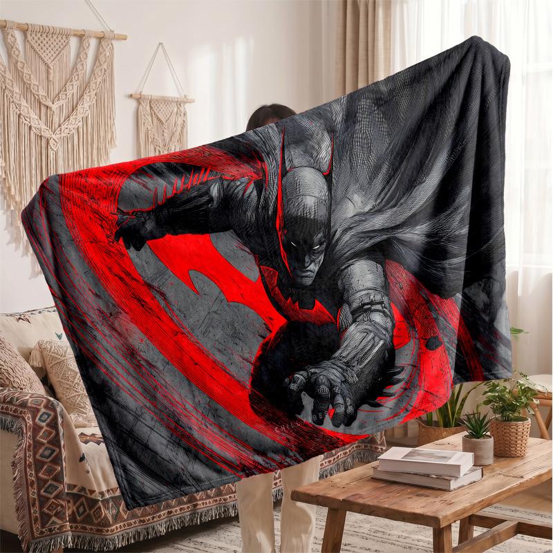Batman Printed Flannel Blanket, Skin Friendly Warm Throw for Indoor Couch Bed Daily Use