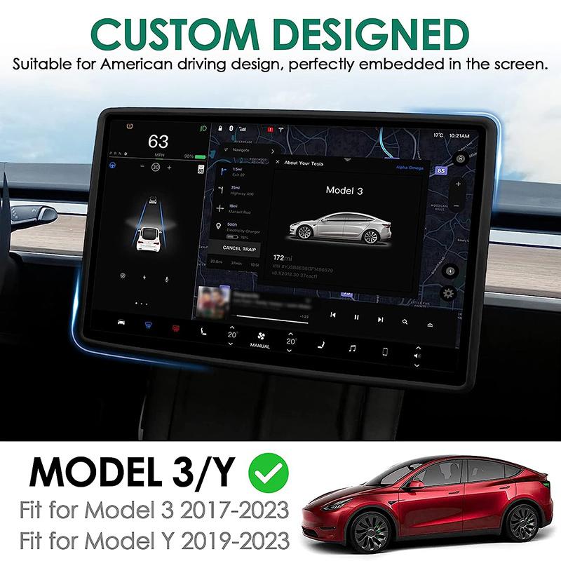 Для Tesla Model 3 Y Автомобильный Силиконовый Рамка Экрана Защитная Кромка Дисплея Центральная Консоль Защитная Крышка Антиколлизионные Аксессуары