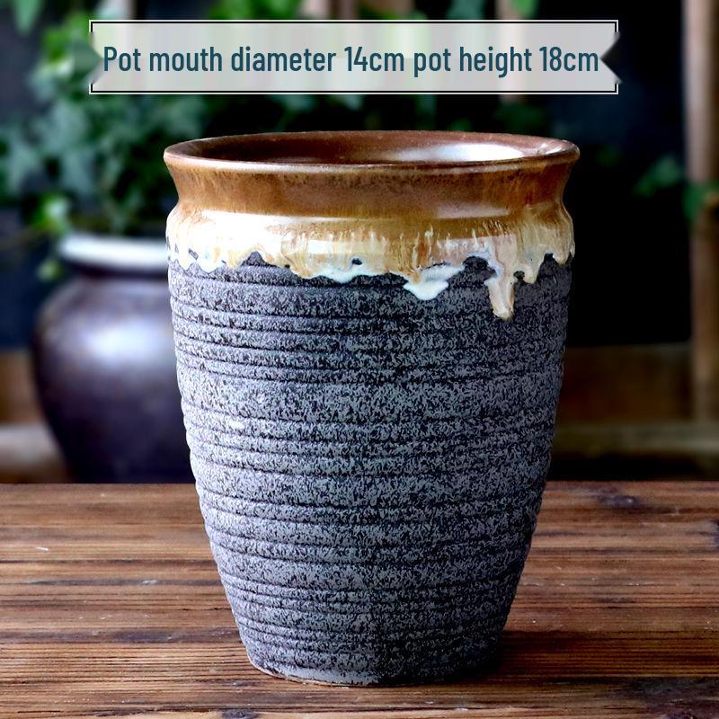 Succulent Ceramic Stump Pot: Retro Terracotta, Breathable & Water-Absorbing, Creative Small Flower Planter