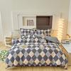 Geometric Print Duvet Cover Set Cotton Quilt Cover with 2 Pillowcases Simple Plaid Queen King Size Bedding Set Soft Comfortable