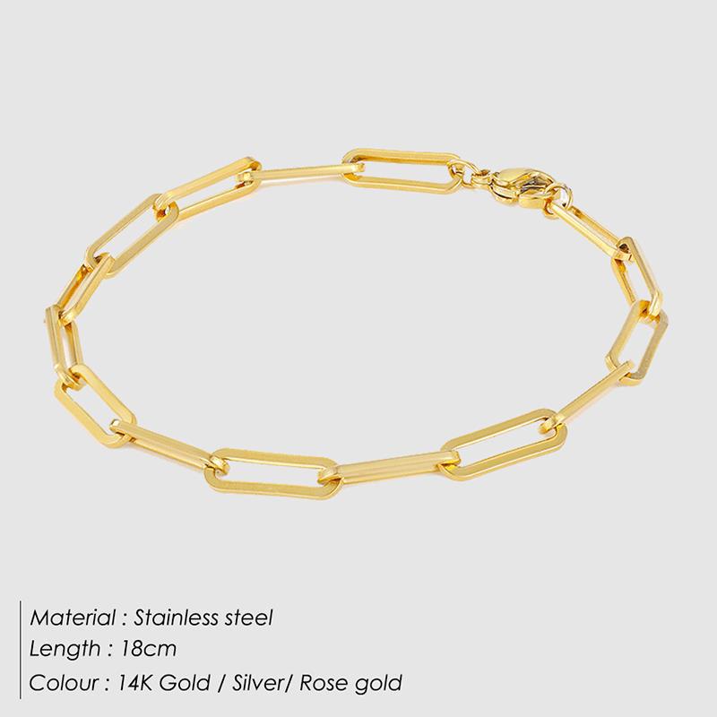 European & American Style Gold-Plated Stainless Steel Women's Chain Bracelet