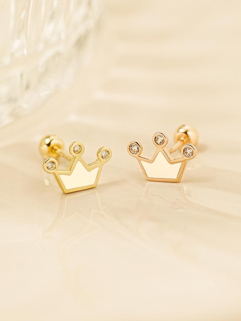 Минималпирсинг Серьги-гвоздики 14K с фианитовой короной