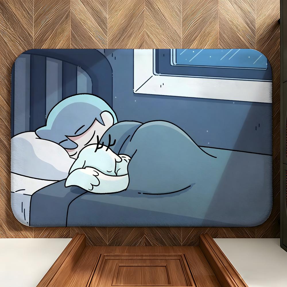 Cartoon H-Hilda Floor Mat Soft Flannel Floor Mat Suitable for Entryways, Living Rooms, Bedrooms, and Bathrooms