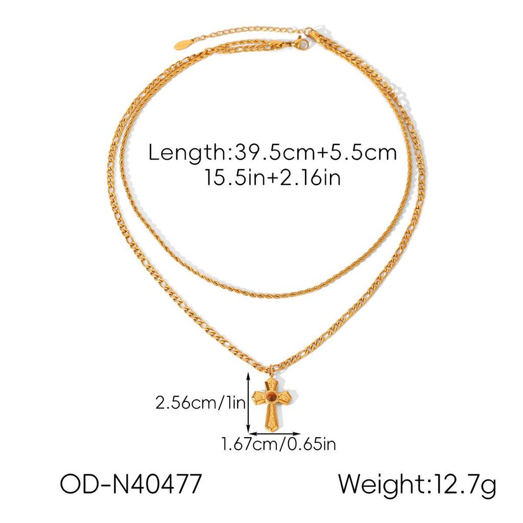 Хит продаж Французское Нержавеющее Стальное Крестовое Ожерелье с Подвеской из Циркона и Жемчуга