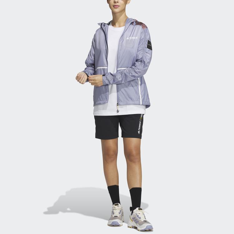 adidas X National Geographic Wind.Rdy Цветная Блок-принт Куртка с Капюшоном Для Улицы Ветрозащитная Защита от Солнца Женская HY4693