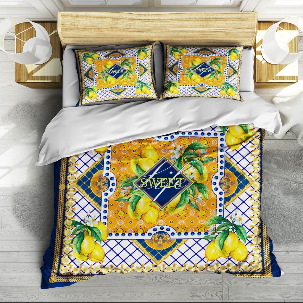 Digital Printing Three-Piece Set Retro Pattern Quilt Cover Sheets Can Be Determined
