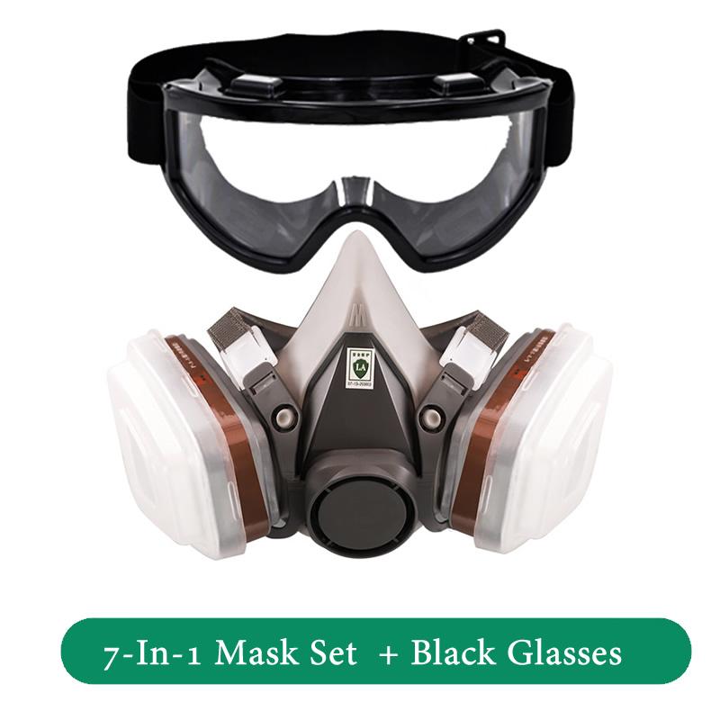 7-в-1, 6200 пыли, половина лица, многоразовый респиратор, двойные фильтры, PA-1, защитные очки для окраски, распыления, защита от работ