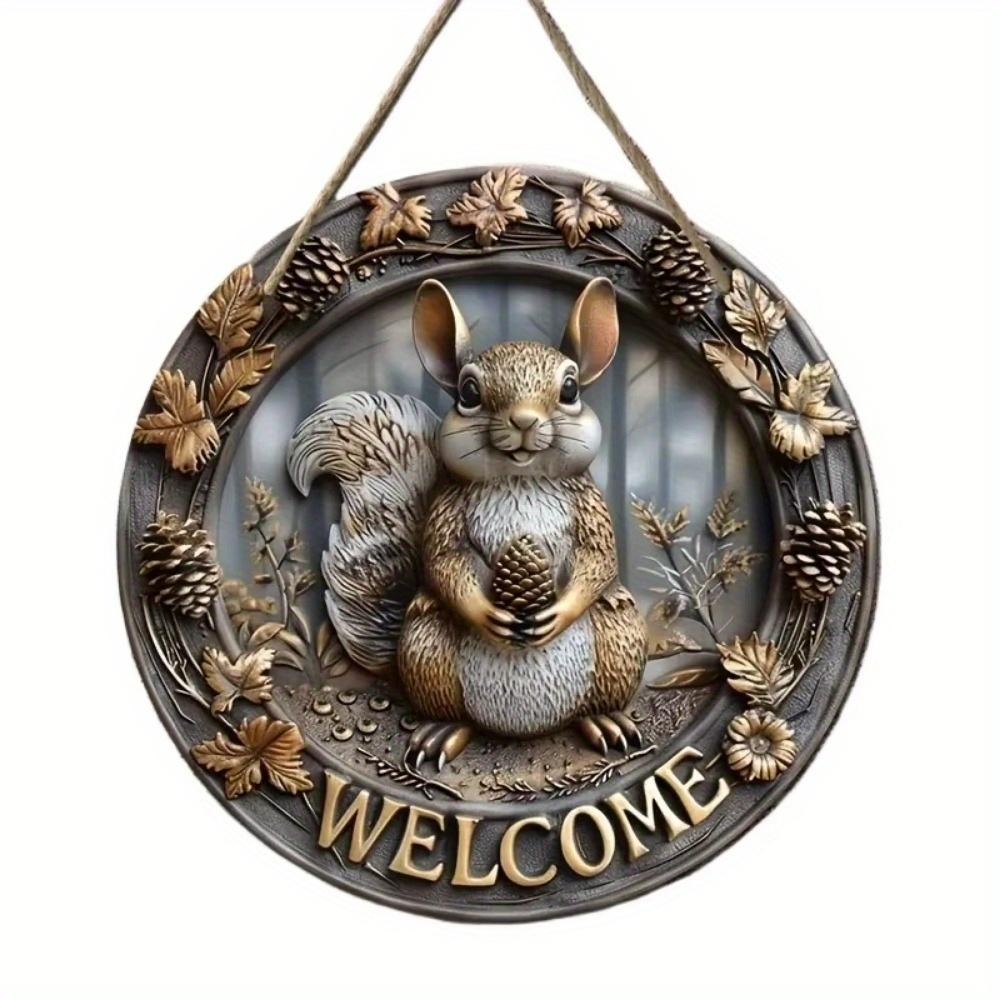 1 шт. 2d плоский деревенский стиль приветственный круглый деревянный знак - 20 см, животная тематика, подходит для домашнего зала, сада, бара, кафе, двери, украшения забора, подарка