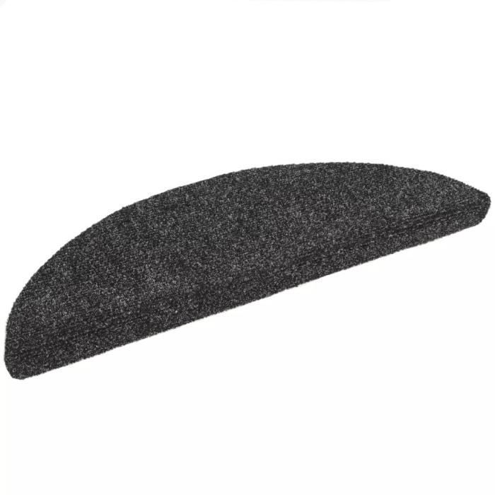 Tapis d'escalier - vidaXL - 15 pcs - Auto-adhésif - Gris foncé - Dimensions 56 x 17 x 3 cm