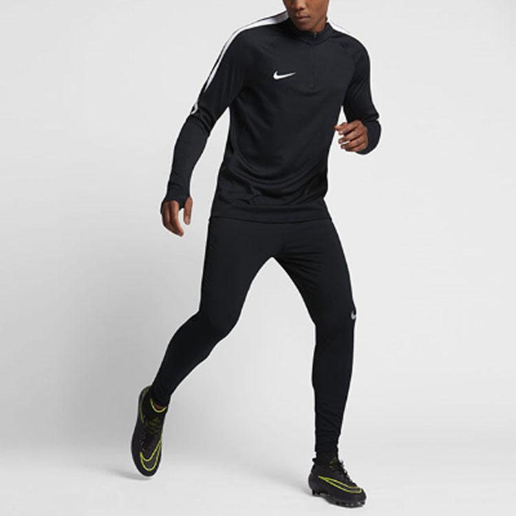 Nike Футболка с длинным рукавом и логотипом Squad Drill, воротник-молния, мужские топы, цвет черный 807064-010