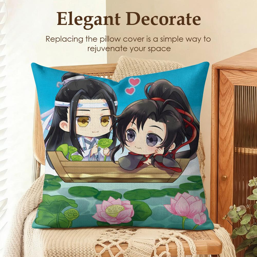 MMo DDao ZZu SShi Cushion Cover Natural Linen Organic Fabric DoubleSided Printing Sofa Home Decor Gift Pillow Case