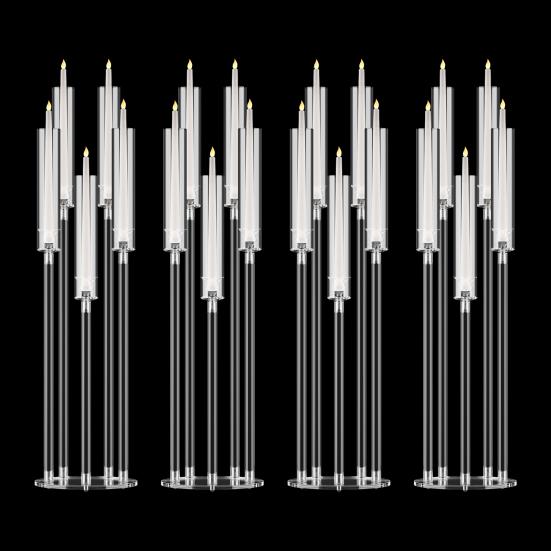 Candle Holder Centerpiece Candelabra Centerpieces, Tall Candelabra, Clear Taper Candlestick Holder, 5 Arm Candlesticks Acrylic Wedding with Shade, LED