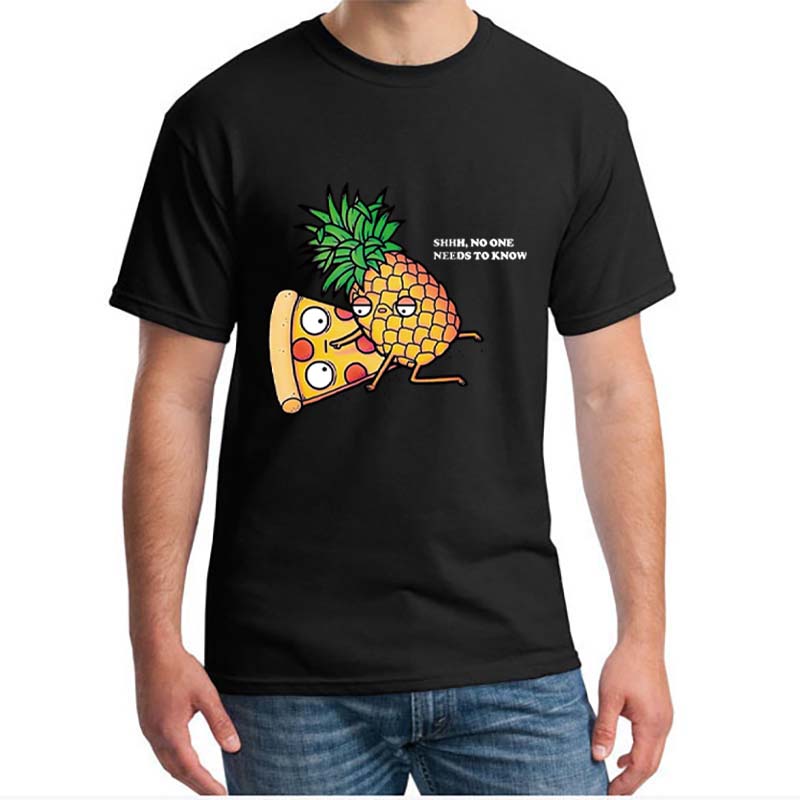 Мужская одежда Каваий Принт фруктов и пиццы с ананасом Футболка Харадзюку Эстетичные топы Повседневная мода Уличная одежда Camiseta Hombre