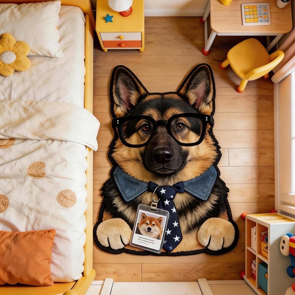 2D Home Decor Carpet Non-Slip Cartoon Carpet Soft Dog-Shaped Area Rug Living Rooms