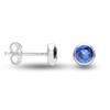 S925 Sterling Silver Jewelry Stud Earrings for Women (4 MM Blue Sapphire Round)