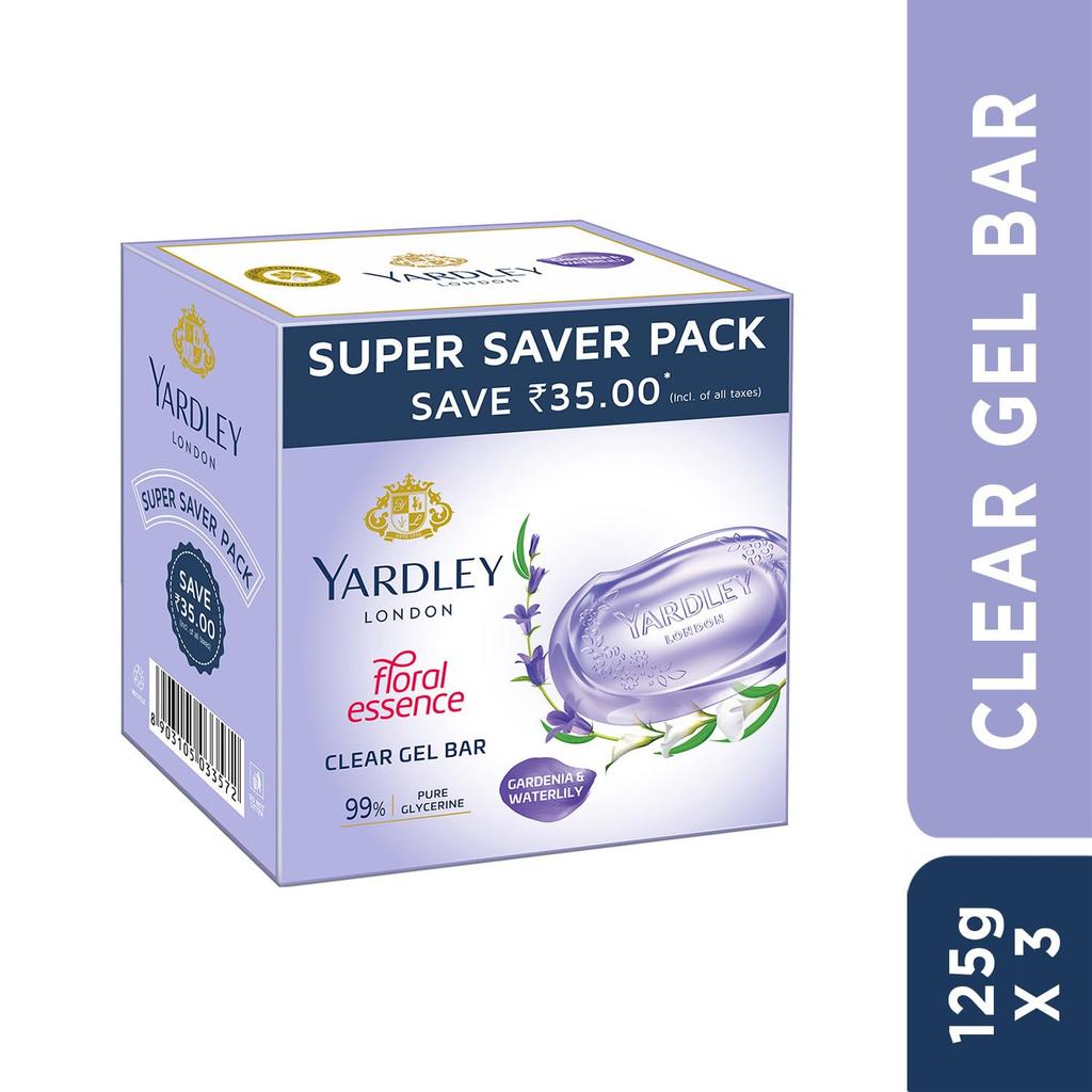 Yardley London Прозрачное гелевое мыло с гарденией и водяной лилией с глицерином для мягкой гладкой кожи нежное купание роскошь 125г х 3шт