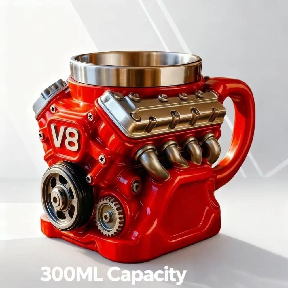 Retro V8 Engines Stainless Steel Cup Double Wall Insulation Car Mug Gifts for Men and Boys