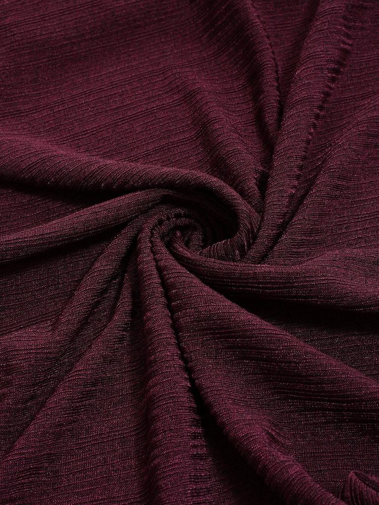 Rosegal Plus Size Flowers Print Heart Buckle Surplice Butterfly Sleeves Ribbed Textured Dress