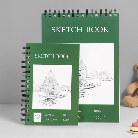 A4 Hardcover Sketch Book Spiral Wire Bound 100 Sheets Acid Free Thick Paper Artist Art Student Sketching Drawing Writing Sketchbook Art Supplies