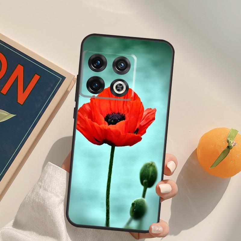 Red Corn Poppy Flower Case For OnePlus 15 13 12 11 13R 12R 10T 8T 13T OnePlus Nord 5 CE 3 2 4 Lite N20 N30 Cover