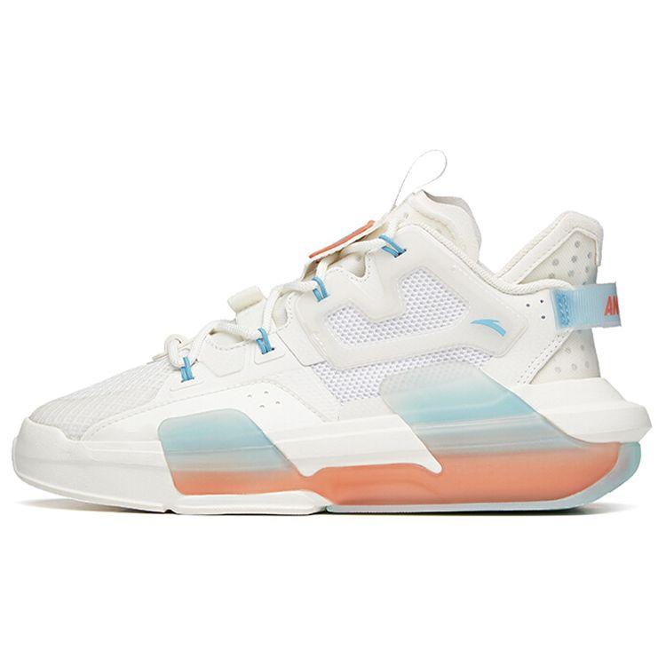 Anta Badao Fabric Synthetic Leather Wrap Warm Non-Slip Low-Top Skate Shoes Women Skate Shoes White Orange Blue 122138081-1