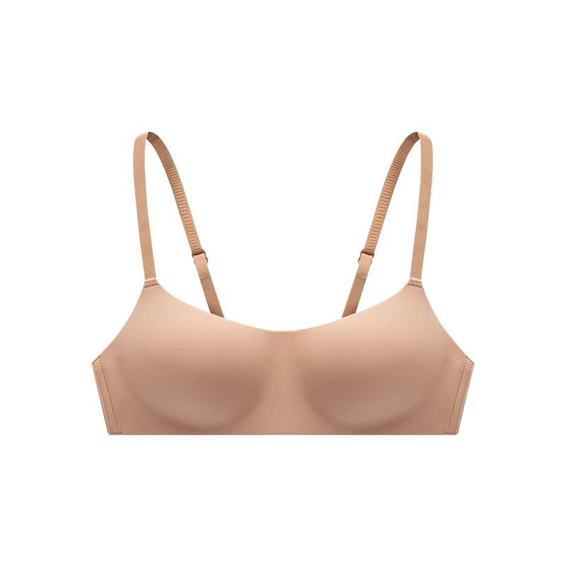 Liquid foundation underwear women's seamless skin tone small breasts gather not empty cup anti-sagging white T invisible summer half cup bra