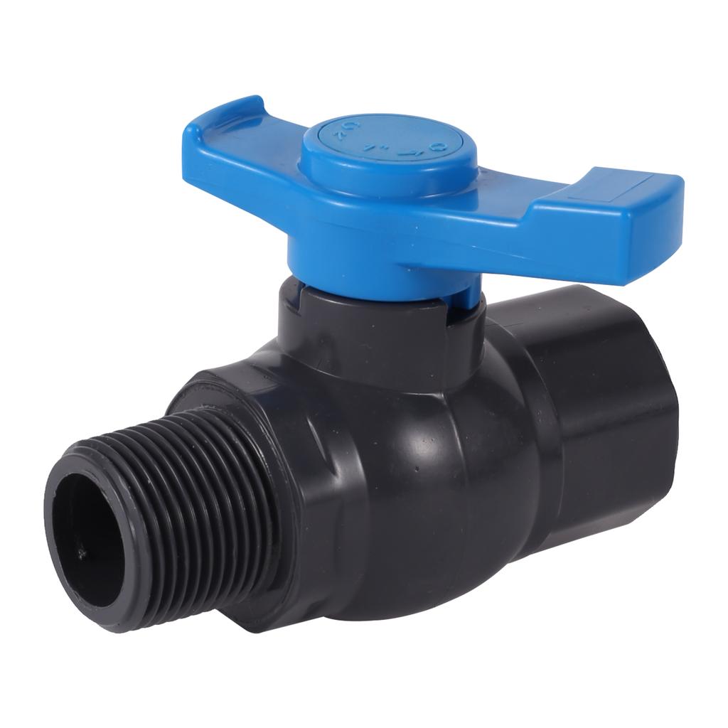PVC Ball Valve 3/4" 1" Female Thread Male Thread Valve Switch Garden Irrigation Water Pipe Joint Internal to External Thread 1Pc
