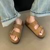 New Fashion Cork Sandals Women Classic Cork Suede Footbed Slippers Female Summer Beach Sandals With Adjustable Buckle