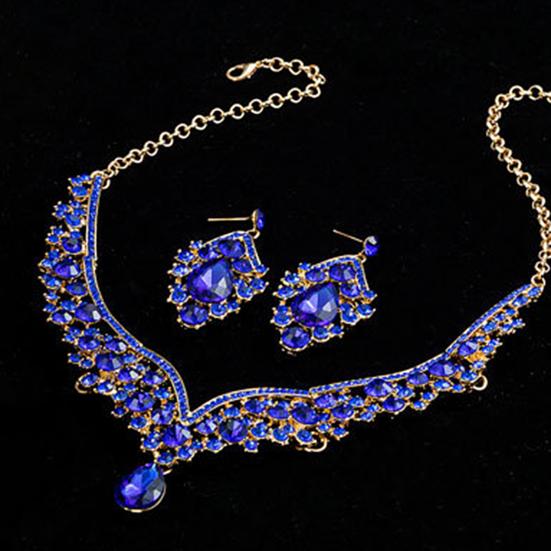 1 компл. свадебные серьги, ожерелье, капли воды, стразы, ювелирные изделия, геометрический регулируемый комплект ювелирных изделий для свадьбы