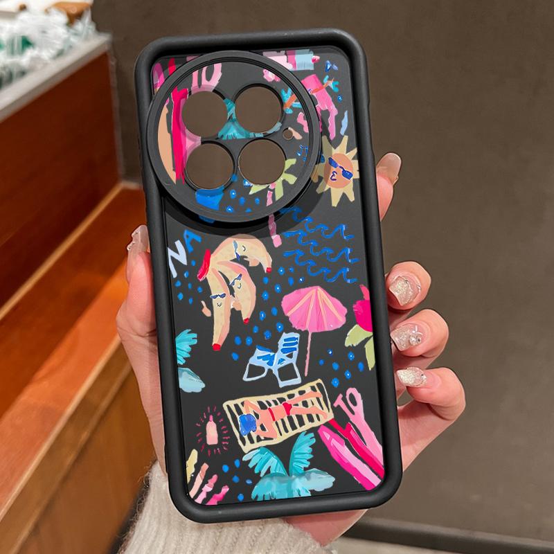 For OnePlus 13 Case Cartoon Vacation Painting Shockproof Bumper Silicone Cover For OnePlus 15 Nord 5 13R 13T 12R 12 11R 5G