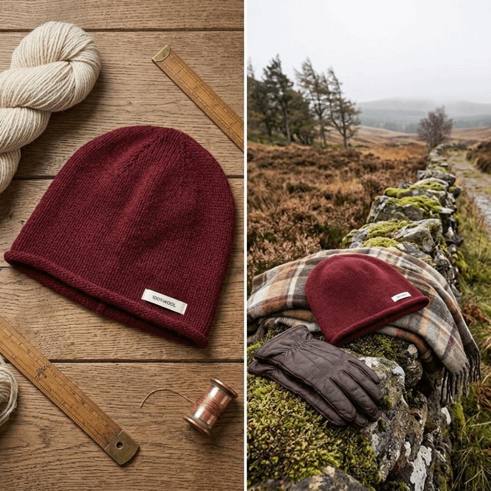 55-58CM Ear Protection Hat Ear Protection Winter Vintage Cap Wool Knit Slouchy Beanie Women
